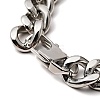 304 Stainless Steel Rectangle with Skull Link Bracelet with Curb Chains for Men Women BJEW-E009-24P-3