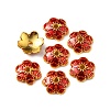 6-Petal Alloy Enamel Bead Caps ENAM-WH0063-02B-2