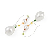 Brass & Glass & Plastic Imitation Pearl Teardrop Hoop Earrings EJEW-Q391-11S-3