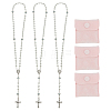 3Pcs 3 Colors Imitation Pearl Rosary Bead Necklaces NJEW-GO0001-17-1