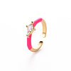 Brass Enamel Cuff Rings RJEW-T016-28-NF-4