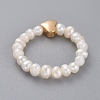 Stretch Natural Cultured Freshwater Pearl Finger Ring Sets RJEW-JR00296-4