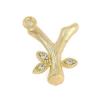 Brass Crystal Rhinestone Letter Links Connector Charms KK-S395-06G-Y-1