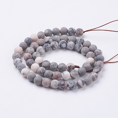 Natural Pink Zebra Jasper Beads Strands G-J376-46F-6mm-1