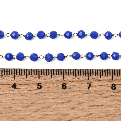 304 Stainless Steel with Glass Faceted Rondelle Bead Handmade Link Chain Birth Stone Necklaces for Women NJEW-G195-01G-11-1