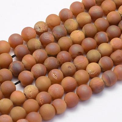 Electroplate Natural Druzy Agate Beads Strands G-G708-10mm-M-1