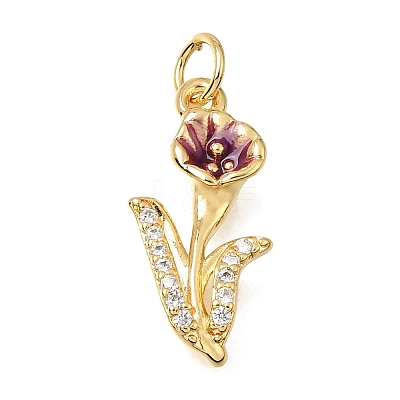 Brass Micro Pave Clear Cubic Zirconia Pendants CU-G605-18G-1