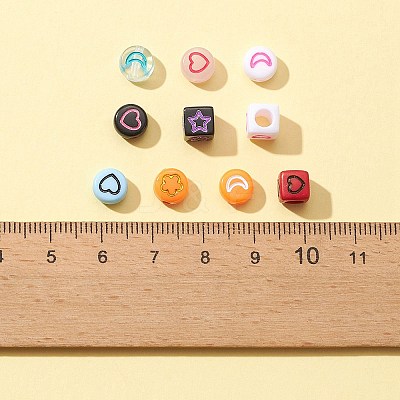 511Pcs 10 Style Transparent & Opaque Mixed Color Acrylic Beads MACR-FS0001-34-1