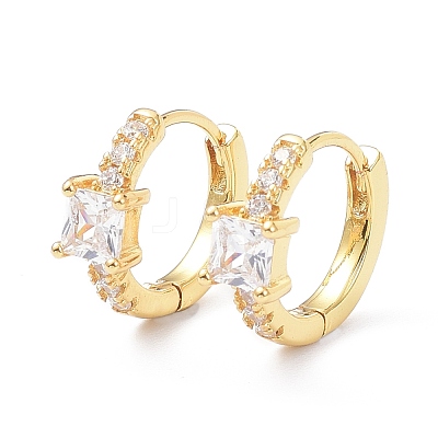 Brass Inlaid Cubic Zirconia Hoop Earrings ZIRC-P090-16G-D-1