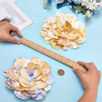 2Pcs 2 Colors Polyester Camellia Brooches JEWB-FG0001-64B-1