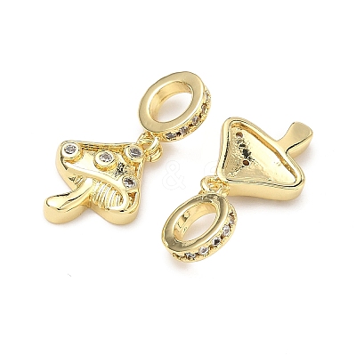Brass Micro Pave Clear Cubic Zirconia European Dangle Charms KK-P345-36G-1
