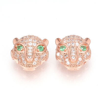 Brass Micro Pave Cubic Zirconia Beads ZIRC-S053-YS014G-1-1