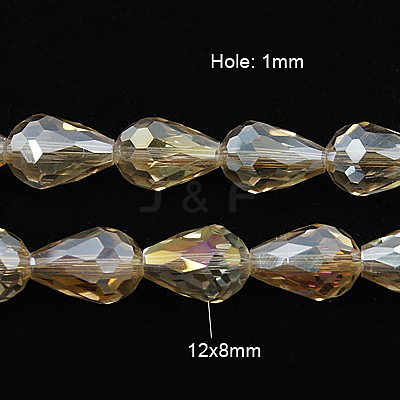 Electroplate Glass Beads Strands X-EGLA-D015-12x8mm-24-1