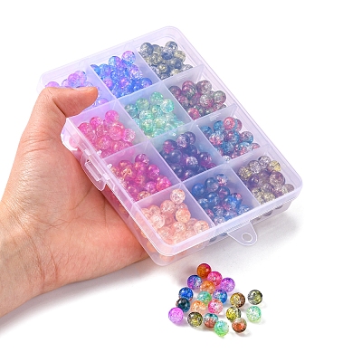 360Pcs 12 Style Transparent Crackle Acrylic Beads CACR-YW0001-03-1