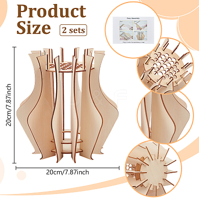 Wooden Puzzle Flower Vase Figurines DIY-WH0308-567-1