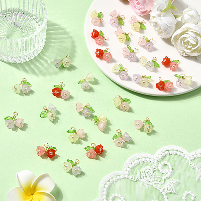 50Pcs Two Tone Acrylic Pendants FIND-SC0019-74-1