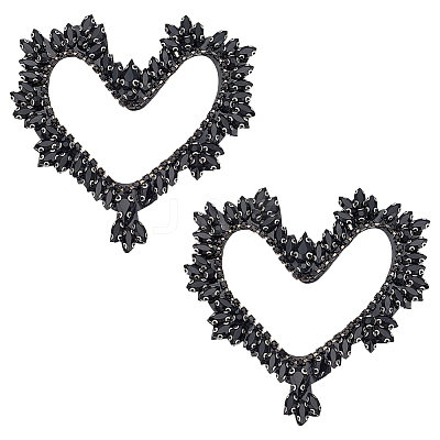 2Pcs Heart Rhinestone Garment Accessores FIND-FG0003-50-1