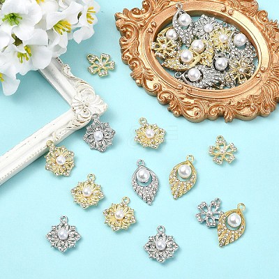 30Pcs 6 Styles Alloy Rhinestone Pendants FIND-YW0011-97-1