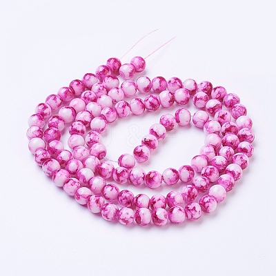 Spray Painted Glass Bead Strands GLAA-R139-8mm-05-1