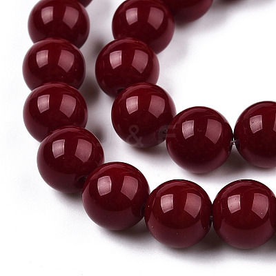Opaque Solid Color Glass Beads Strands X-GLAA-T032-P10mm-05-1