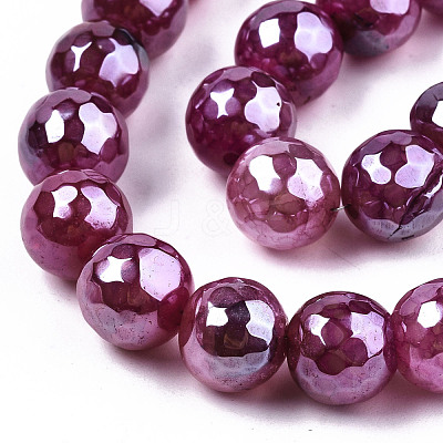Electroplate Natural Agate Beads Strands G-T131-55-09-1