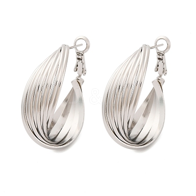 Brass Twist Hoop Earrings EJEW-R025-30P-1