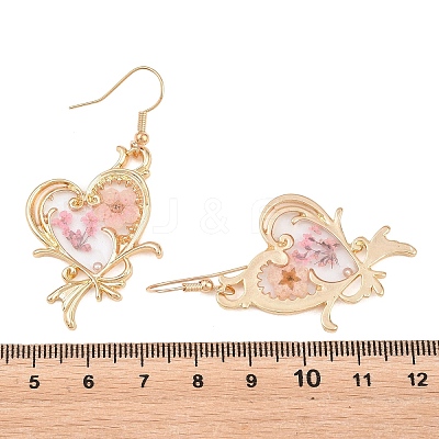 Alloy & Dried Flower Dangle Earrings AL-Z001-01G-01-1
