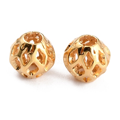 Long-Lasting Hollowed Plated Brass Beads KK-O133-003C-G-1