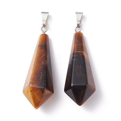 Natural Tiger Eye Pointed Pendants G-I314-02P-07-1
