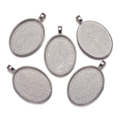 Alloy Pendant Cabochon Settings X-PALLOY-A15657-N-NF-1