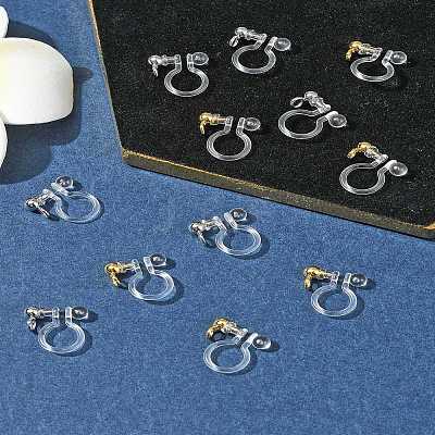 12Pcs 2 Colors 304 Stainless Steel and Plastic Clip-on Earring Findings KY-FS0001-28-1