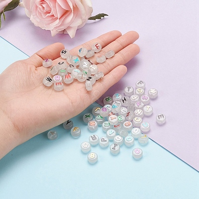 150Pcs Luminous Acrylic Beads LACR-YW0001-02-1