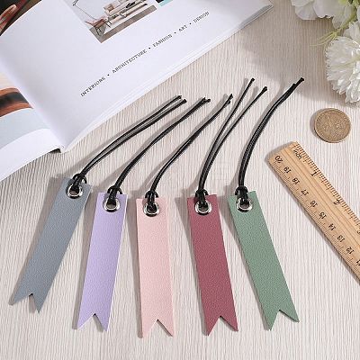 10Pcs 5 Colors Leather Bookmarks AJEW-CP0007-56-1