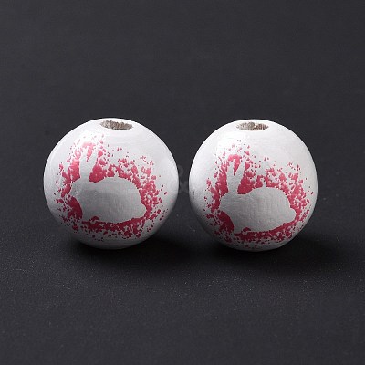 Easter Theme Printed Wood European Beads X-WOOD-C002-10C-1