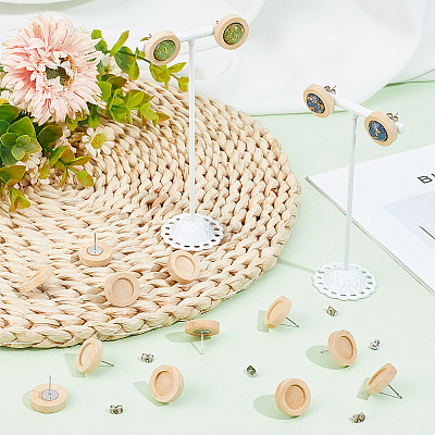 40Pcs Wooden Stud Earring Findings FIND-SC0008-96A-1