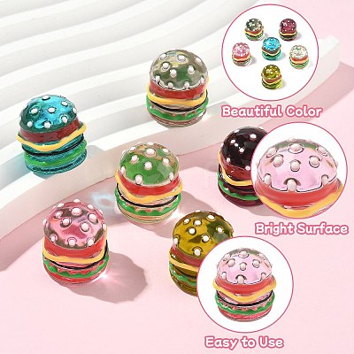 6Pcs 6 Colors Resin Cabochons RESI-CJ0004-27-1