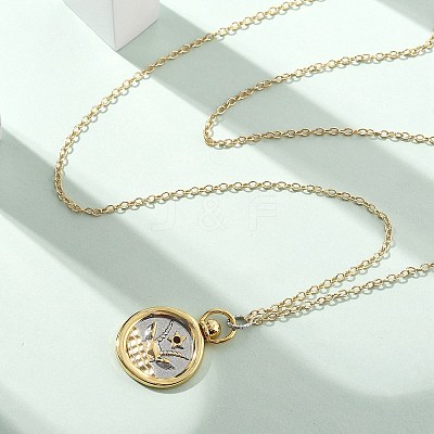 Brass Twelve Constellations Tarot Pendant Necklaces NJEW-Q006-01L-G-1