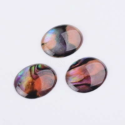 Oval Abalone Shell/Paua Shell Cabochons SSHEL-K002-12x10mm-03-1