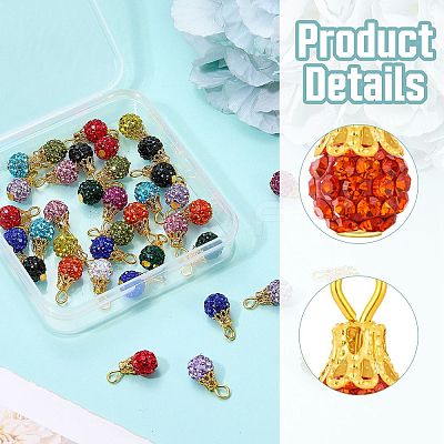 24Pcs 12 Colors Handmade Polymer Clay Rhinestone Pendants PALLOY-SW0026-01-1