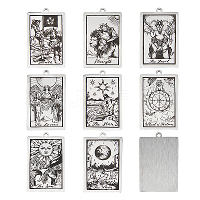 8Pcs 8 Styles 201 Stainless Steel Pendants STAS-DC0016-10-1