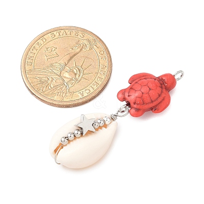 Natural Mixed Cowrie Shell Pendants PALLOY-JF03861-1