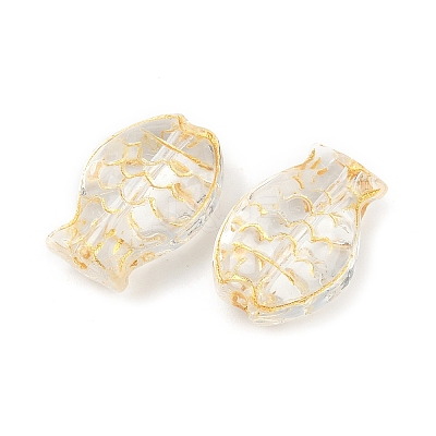 Electroplate and Golden Metal Enlaced Glass Beads EGLA-T029-01F-1