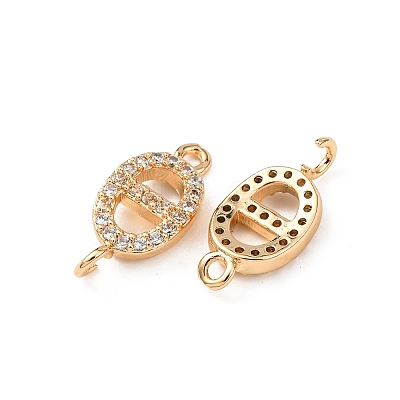 Brass Micro Pave Clear Cubic Zirconia Links KK-T082-10G-1