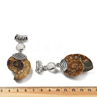 Natural Quartz Crystal Fossil Snail Pendants G-F062-01-1