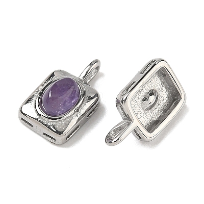Natural Amethyst Rectangle with Oval Charms STAS-L022-516P-04-1