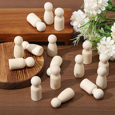 20Pcs 2 Styles Unfiished Wood Peg Dolls DJEW-BC0001-30-1