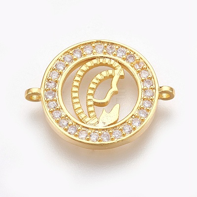 Brass Micro Pave Cubic Zirconia Links ZIRC-O026-15G-NR-1