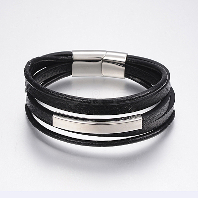 Men's Braided Microfiber Cord Multi-strand Bracelets BJEW-P198-06-1-1