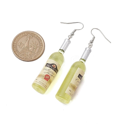 Wine Bottle Resin Dangle Earrings EJEW-JE05878-01-1