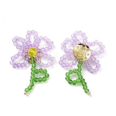 Handmade Glass Beaded Woven Cabochons GLAA-C028-01E-1